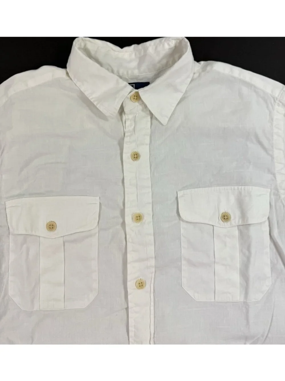 Vtg Polo Ralph Lauren Mens Shirt Size Medium Roll Tab Sleeve Linen Blend White